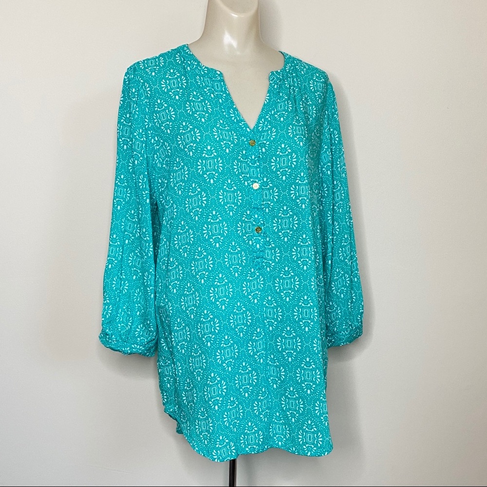 Grand & Greene 3/4 Sleeve Green Button Blouse